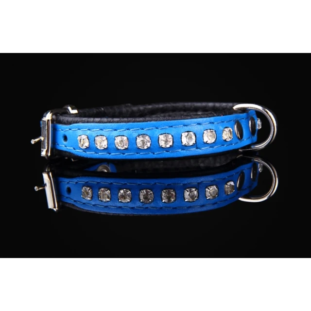 Нашийник для собак Zooleszcz зі стразами 20 мм 55 см Blue (5905527315383)