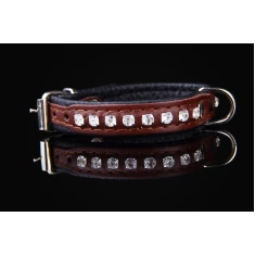 Нашийник для собак Zooleszcz зі стразами 25 мм 60 см Brown (5905527315420)
