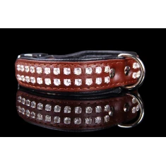 Нашийник для собак Zooleszcz зі стразами 20 мм 45 см Brown (5905527315611)