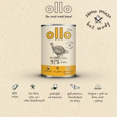Вологий корм для собак OLLO Pure з індичкою 850 г (5905567513152)