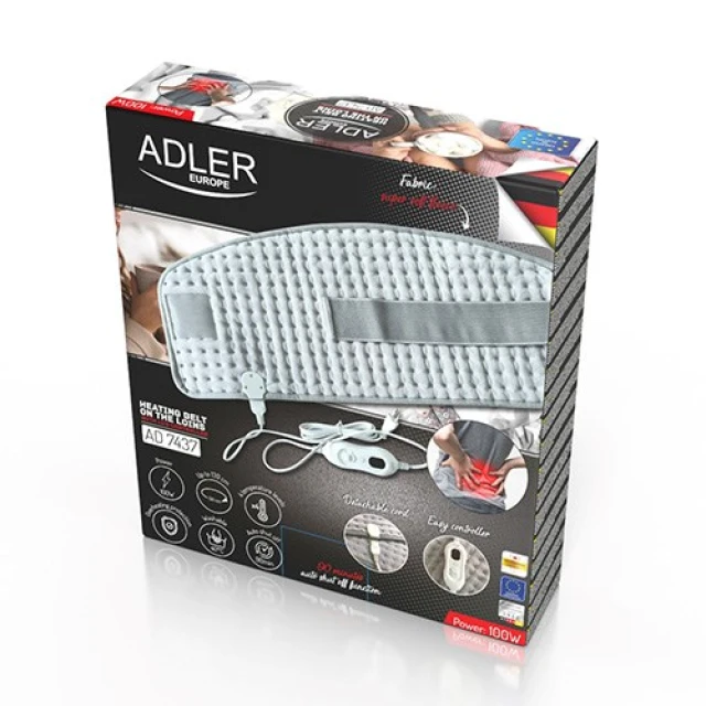 Нагрівальний пояс для поперека Adler AD 7437 100 Вт Grey (5905575900227)