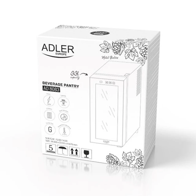 Холодильник для вина Adler AD8083 12 пляшок Black (5905575900623)