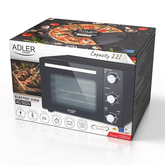 Електродуховка Adler AD6024 22 л 1300 Вт Black (5905575902023)