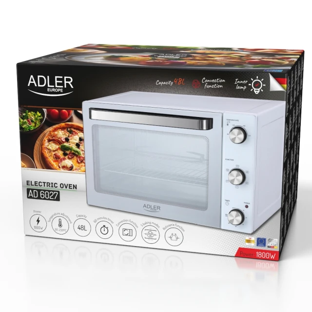 Электродуховка Adler AD 6027 48 л 1800 Вт White (5905575906656)