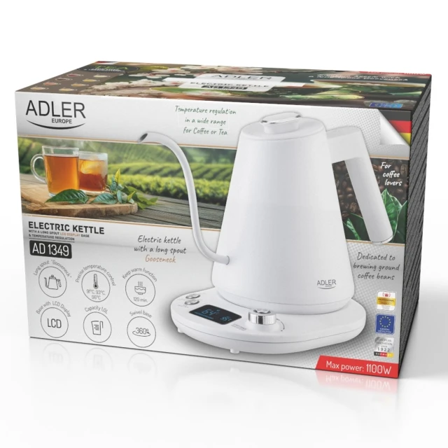 Электрочайник Adler AD1349w White (5905575909282)