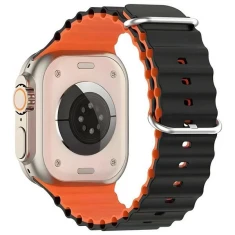 Ремешок Beline Silicone Waves для Apple Watch Ultra 3/2/1 49 mm | Series 11/10 46 mm | Series 9/8/7/6/5/4/SE 45 mm | 44 mm Black-Orange (5905908356080