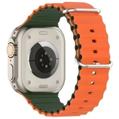 Ремінець Beline Silicone Waves для Apple Watch Series 11/10 42 mm | Series 9/8/7 41 mm | 6/5/SE 40 mm | 3/2/1 38 mm Зелено-помаранчевий (5905908356110