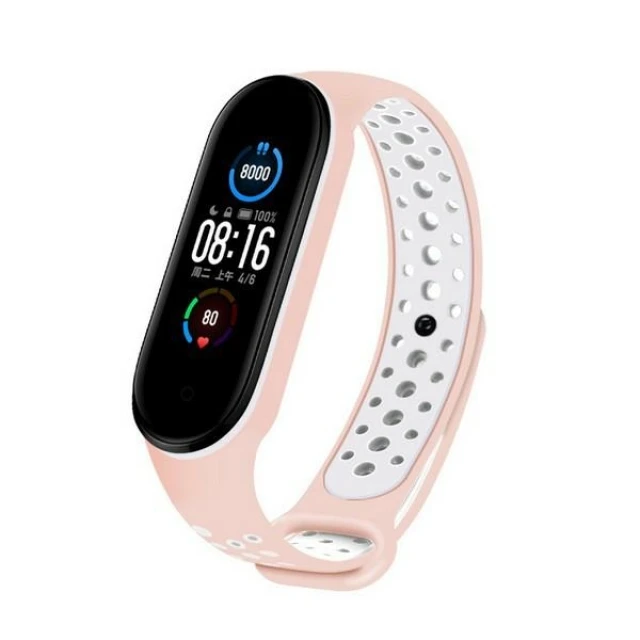 Ремешок Beline Design для Mi Band 7/6/5 Pink-White (5905908359050)