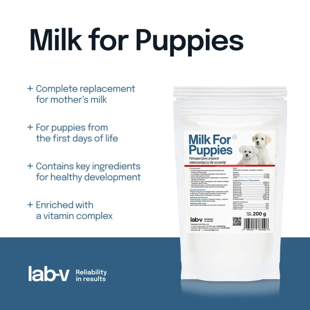 Замінник молока для цуценят LAB-V Milk For Puppies 200 г (5905947787098)