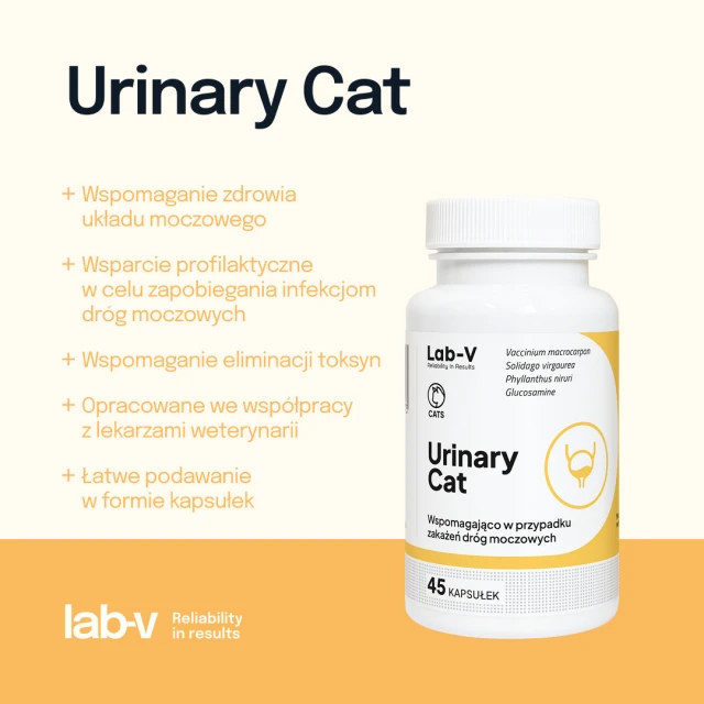 Кормова добавка для котів LAB-V Urinary Cat для сечовивідної системи 45 капсул (5905947787173)