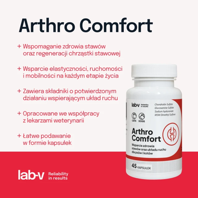Кормова добавка для собак і котів LAB-V Arthro Comfort для суглобів 45 капсул (5905947787401)