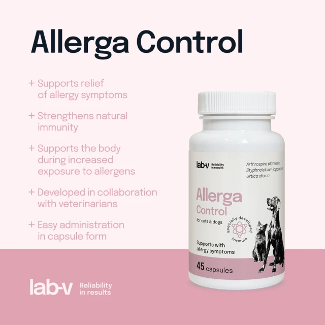 Кормова добавка для собак і котів LAB-V Allerga Control при алергії 45 капсул (5905947787630)