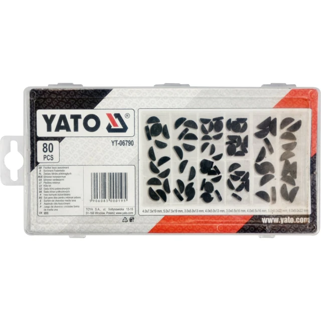 Набір клинів напівкруглих човникових Yato 80 шт мікс розмірів (5906083000195)