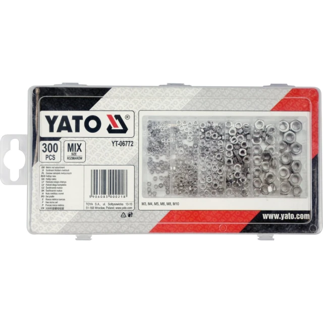 Гайки метрические набор Yato 300 шт (5906083000218)