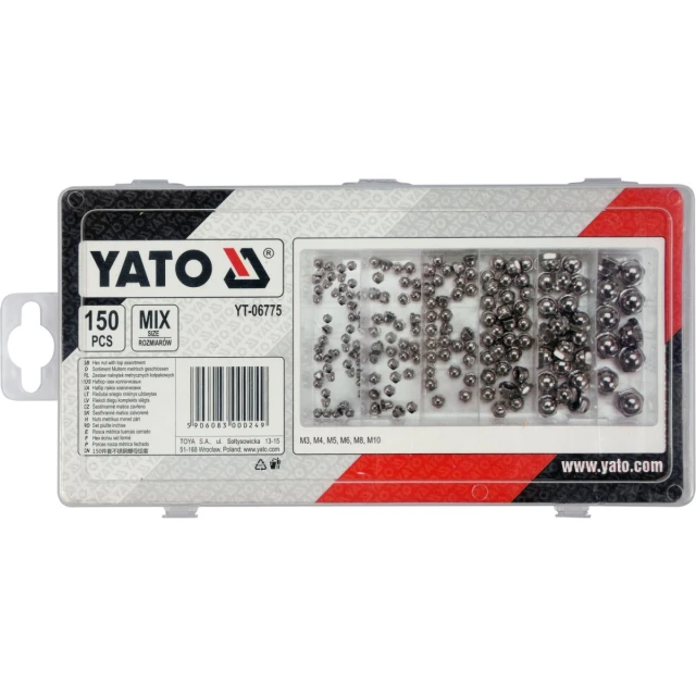 Гайки метрические закрытые колпачковые Yato 150 шт (5906083000249)
