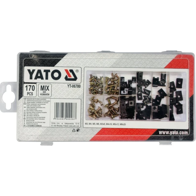 Набор шурупов и шайб для кузова Yato 170 шт (5906083000287)