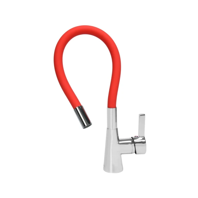 Змішувач для мойки FALA Flexible з гнучким виливом Red (5906083031397)