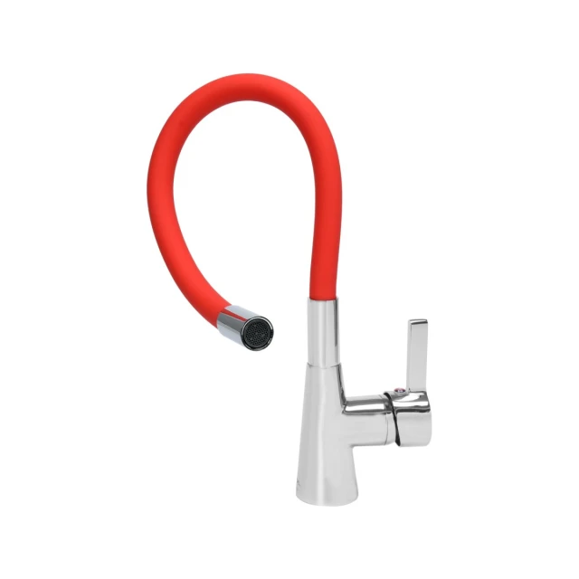 Змішувач для мойки FALA Flexible з гнучким виливом Red (5906083031397)