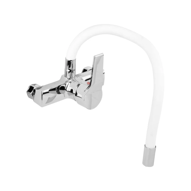 Смеситель для мойки FALA Flexible настенный с гибким изливом White (5906083058011)