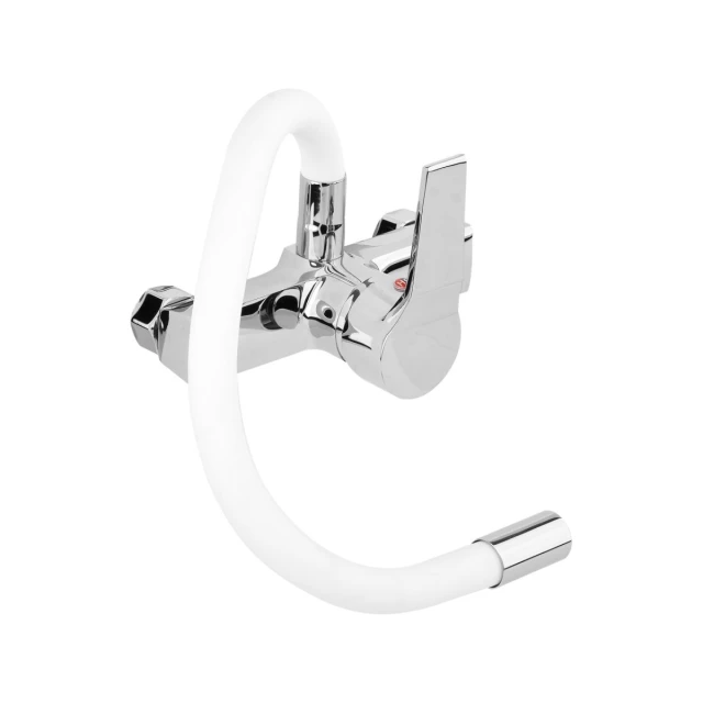Смеситель для мойки FALA Flexible настенный с гибким изливом White (5906083058011)