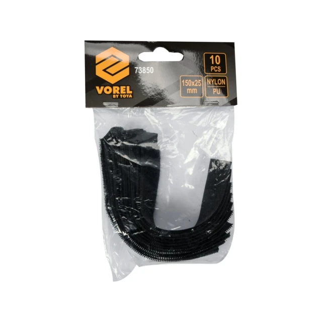 Стяжка-липучка Vorel 150 мм 10 шт Black (5906083062872)