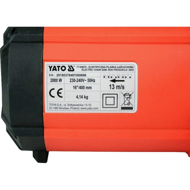 Пила цепная электрическая Yato 2000 Вт (5906083071331)