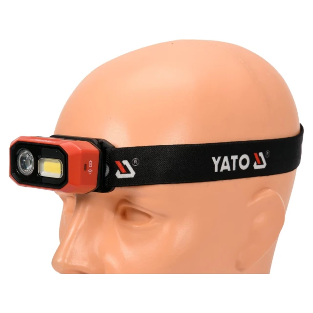 Ліхтарик налобний Yato 480 lm акумуляторний датчик руху Li-Ion 3,7 В 1400 mAh IP54 плавне регулювання світла (5906083072604)