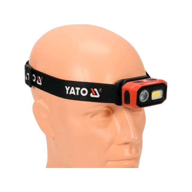 Ліхтарик налобний Yato 480 lm акумуляторний датчик руху Li-Ion 3,7 В 1400 mAh IP54 плавне регулювання світла (5906083072604)
