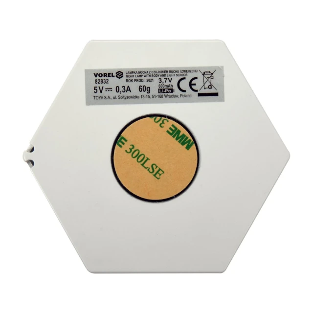 Нічник Vorel SMD LED 50 лм з датчиком руху і світла акумуляторний (5906083075544)
