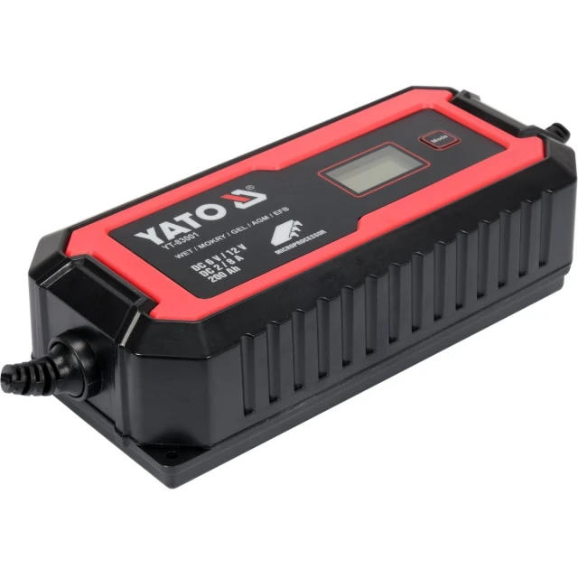 Зарядний пристрій електронний з дисплеєм Yato LCD 6V 2A 12V 8A (5906083079801)