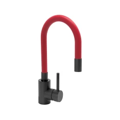 Змішувач для мийки FALA Black Flexible Red (5906083081682)