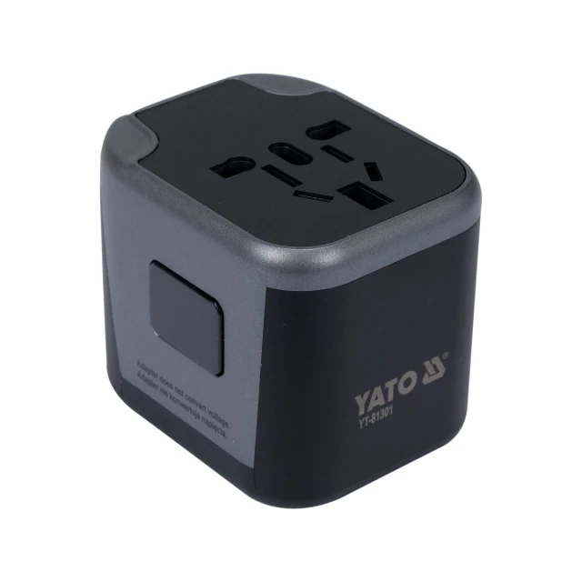 Універсальний дорожній адаптер для понад Yato 150 країн з зарядкою 2x USB 5V/2.4A (5906083084966)