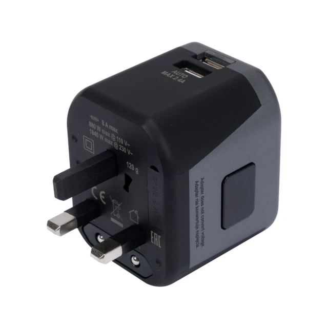 Універсальний дорожній адаптер для понад Yato 150 країн з зарядкою 2x USB 5V/2.4A (5906083084966)