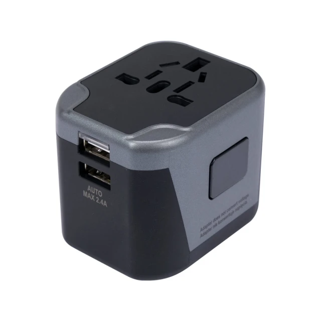 Універсальний дорожній адаптер для понад Yato 150 країн з зарядкою 2x USB 5V/2.4A (5906083084966)