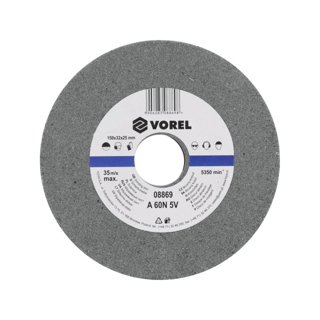 Шліфувальний круг Vorel 150x32x25 мм дрібне зерно (5906083088698)