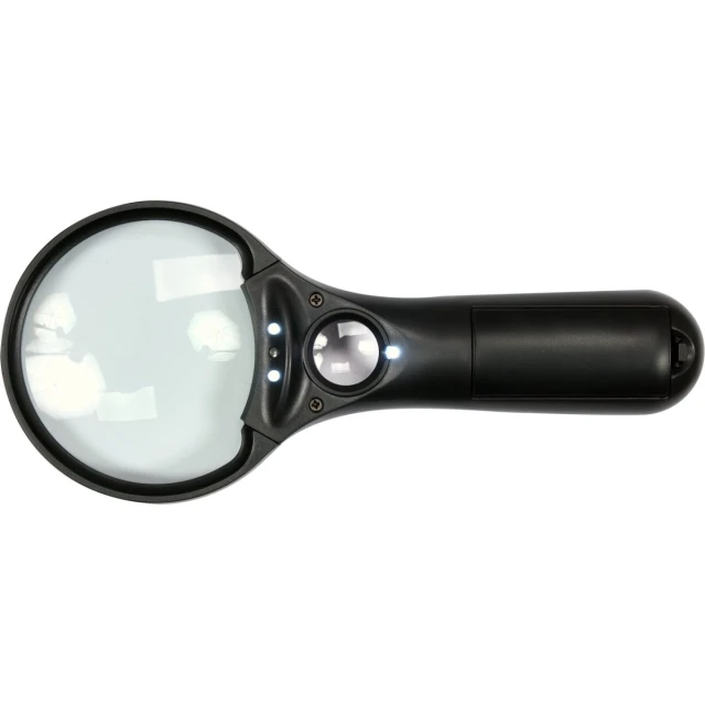Лупа з двома лінзами Yato 3,5x/45x з LED-підсвічуванням на 3 батарейки AAA (5906083090844)