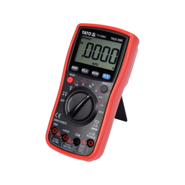 Мультиметр цифровий Yato True RMS з автоматичним діапазоном LCD 19999 (5906083091254)