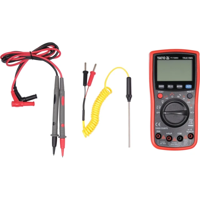 Мультиметр цифровий Yato True RMS з автоматичним діапазоном LCD 19999 (5906083091254)