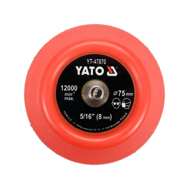 Тарелка шлифовальная Yato 75 мм с липучкой 5/16 (5906083092237)