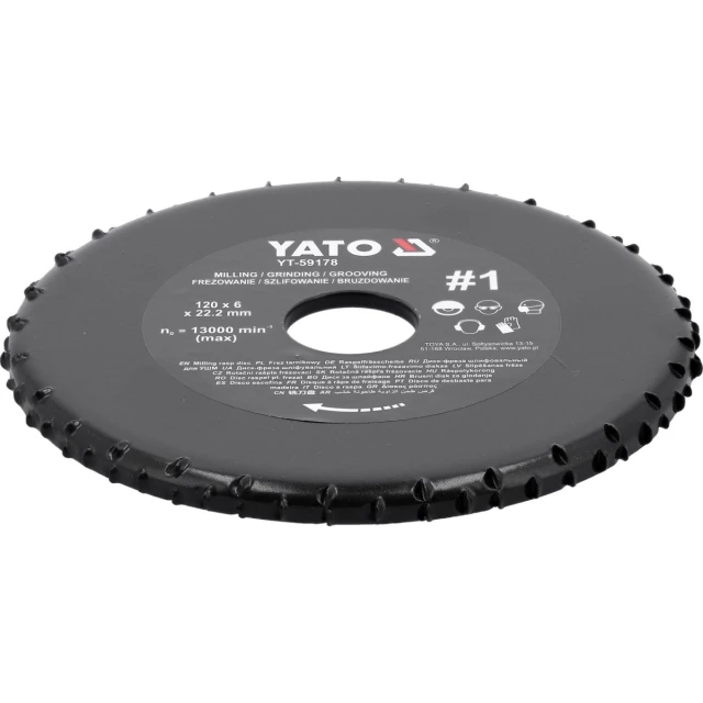 Фреза-рашпіль торцевий Yato 120x6 мм для кутової шліфмашини (5906083099564)