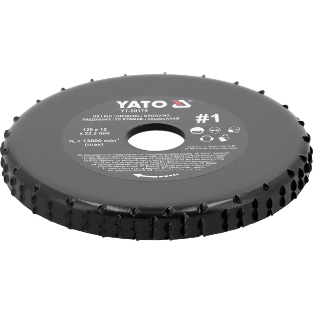 Фреза-рашпіль торцевий Yato 120x12 мм для кутової шліфмашини (5906083099571)