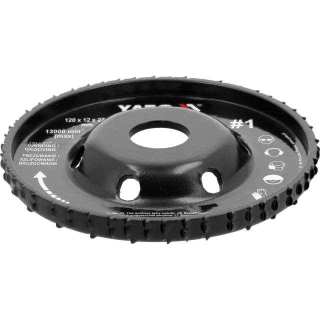 Фреза-рашпіль опуклий Yato 120x12 мм №1 для кутової шліфмашини (5906083099601)