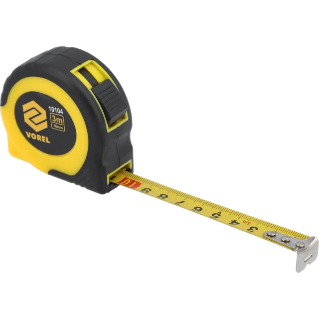 Рулетка Vorel 3 м x 16 мм Yellow-Black (5906083101045)