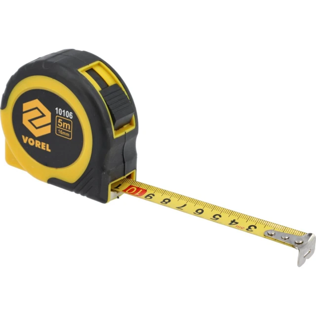 Рулетка Vorel 5 м x 16 мм Yellow-Black (5906083101069)