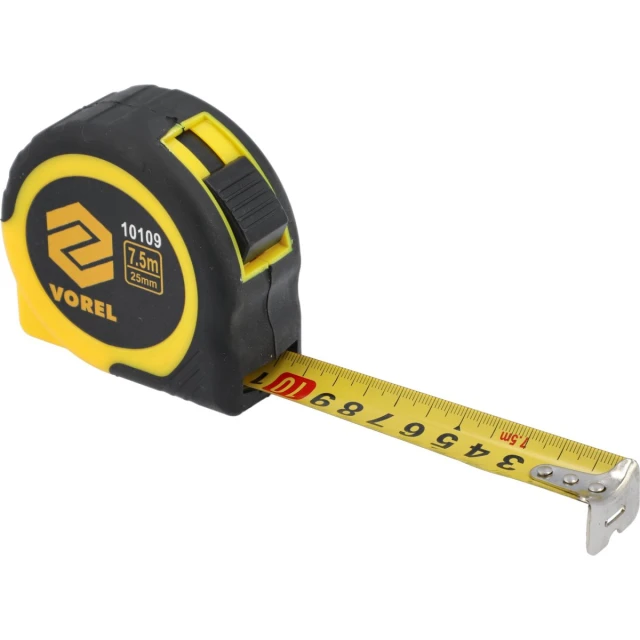 Рулетка Vorel 7,5 м x 25 мм Yellow-Black (5906083101090)