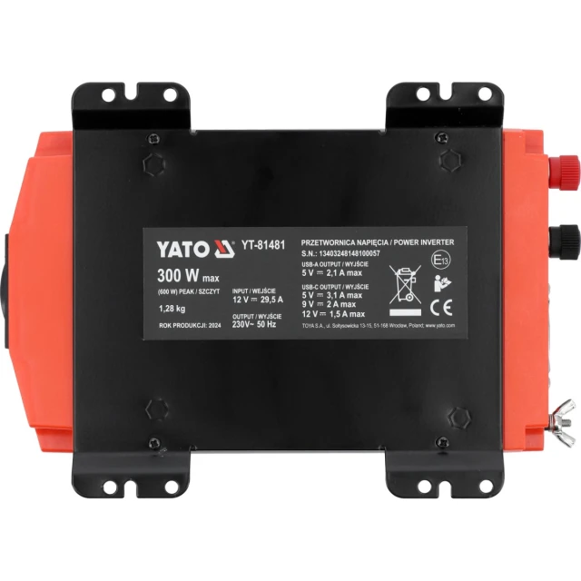 Перетворювач напруги Yato 12/230 В 300 Вт чистий синус (5906083106064)