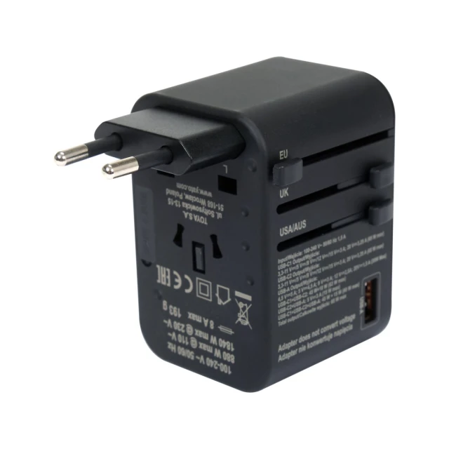 Адаптер дорожный для более Yato 150 стран USB-C PD 65 Вт (5906083107627)