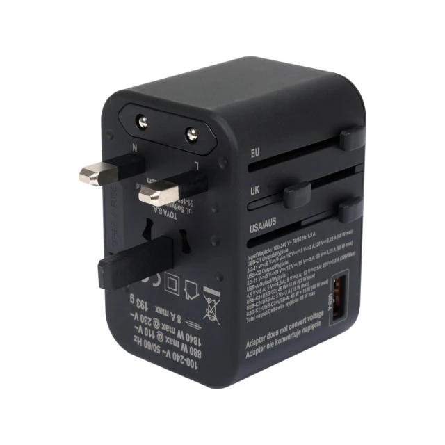 Адаптер дорожный для более Yato 150 стран USB-C PD 65 Вт (5906083107627)
