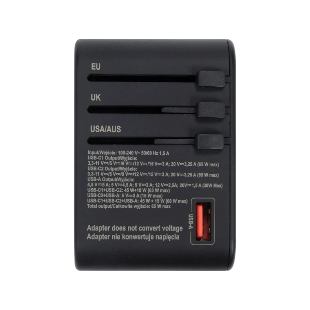 Адаптер дорожный для более Yato 150 стран USB-C PD 65 Вт (5906083107627)