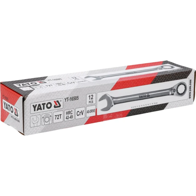 Набор ключей рожково-накидных с трещоткой Yato 12 шт 8-19 мм (5906083108037)